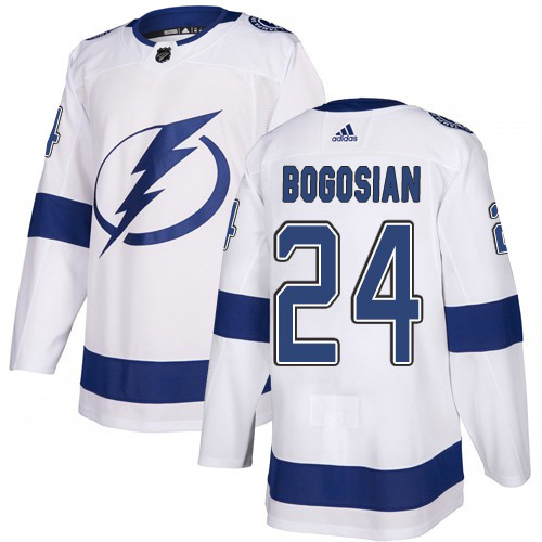 Adidas Tampa Bay Lightning Men 24 Zach Bogosian White Road Authentic Stitched NHL Jersey